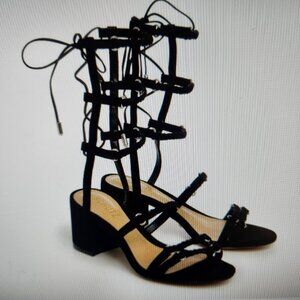 SCHUTZ Black Suede "Malva" Strap up Gladiator Sandals. NIB. Size 9.5